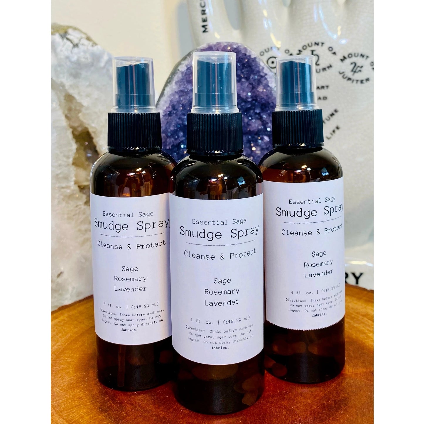 Smudge Spray 4oz With Crystals!